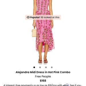 Free People Hot Pink Striped Floral Midi Dress